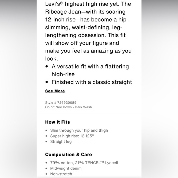 LEVI’S • ribcage straight leg ankle jeans • size: 28 • colour: noe down - Picture 11 of 11